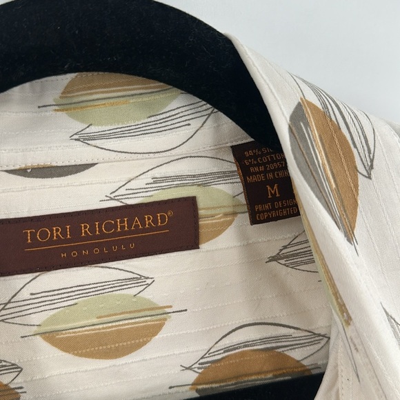 Tori Richard Honolulu Short Sleeve Silk Button Down Leaf Print Medium - Picture 5 of 7